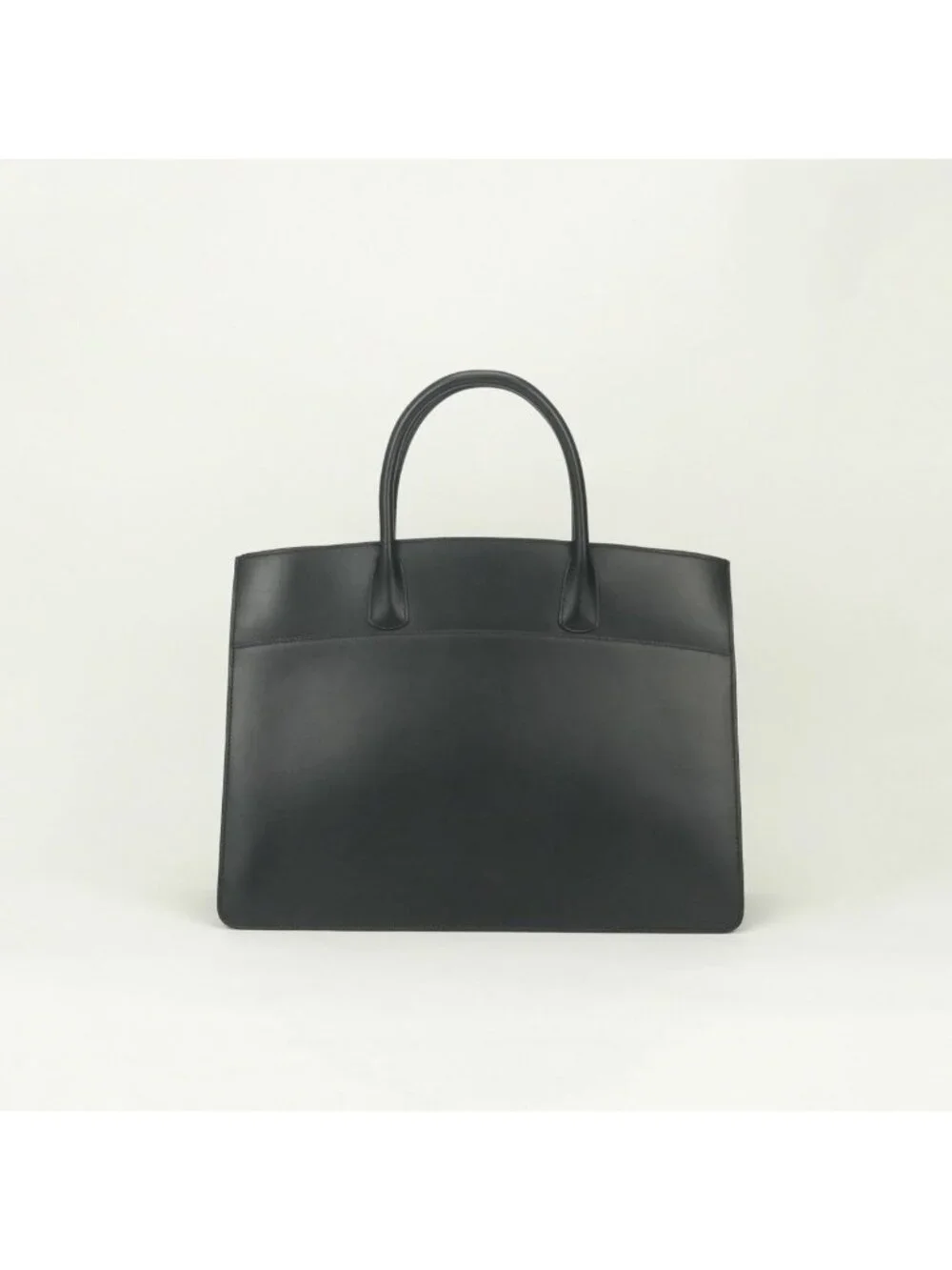Hermes White Bus GM Business Briefcase Box Calf Noir Black Gold